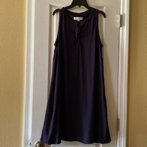 NWOT Loft‎ navy blue flare dress size M